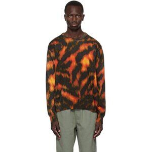 STUSSY  RARE Printed Fur Crew Neck Knit Large Cotton Multicolor